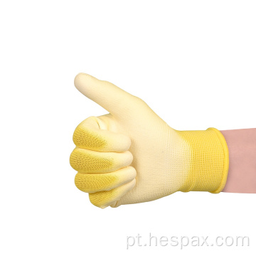 Hespax Anti-estático amarelo PU Segurança Protetive Hand Glove